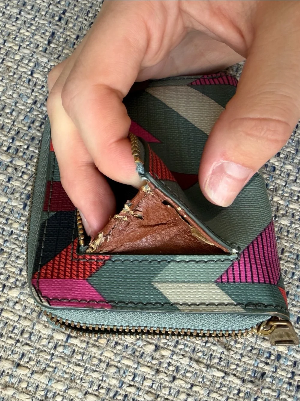 Fossil Green Multicolor Zip Wallet